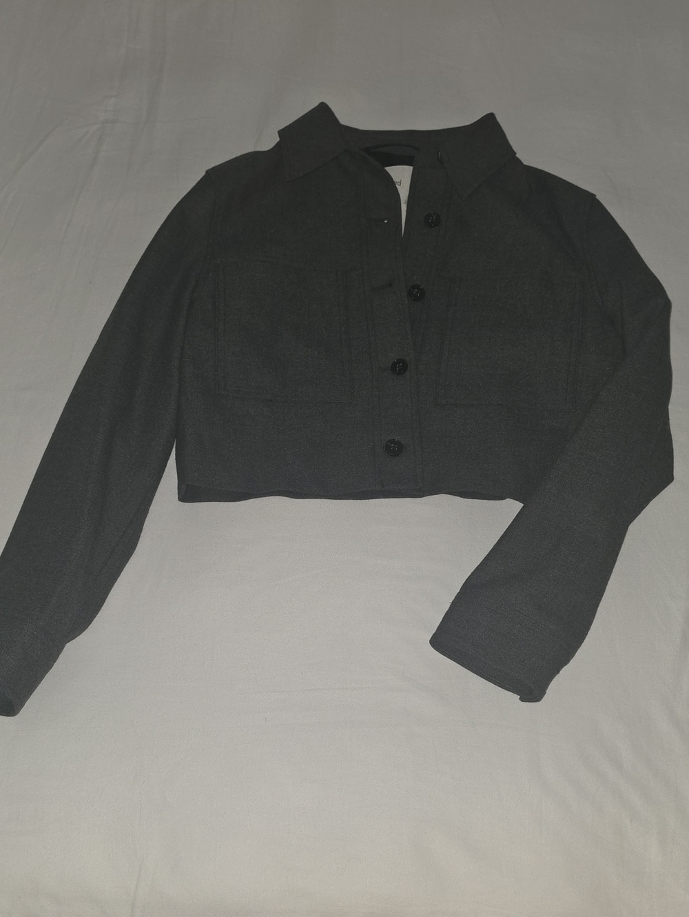 Cropped Black Women's Button-Up Jacket